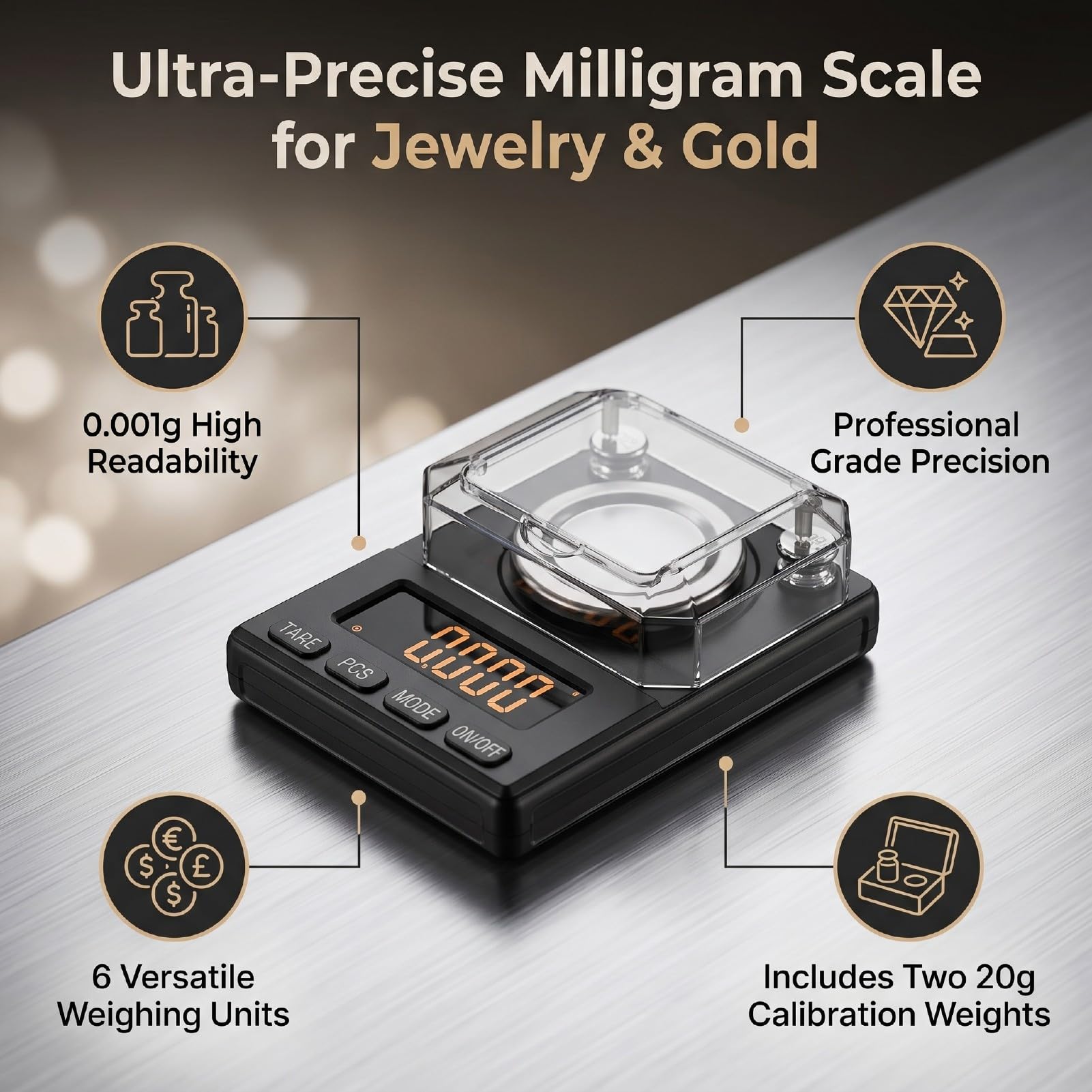 Cryfokt Digitale Milligrammwaage, Präzisionswaage für Schmuck