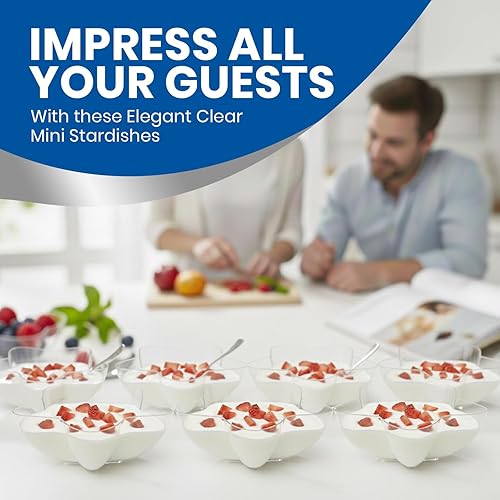 Miniatura 2 de Elegant Clear Mini Stardish (3 onzas)  Platos de plástico premium en forma de estrella (paquete de 12)  Perfecto para banquetes, cenas, fiestas,