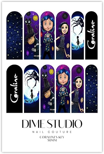 Miniatura 6 de Calcomanías de uñas de Halloween bonitas y espeluznantes Coralines, botones de transferencia de agua, arte de uñas para acrílico, gel X, extensiones