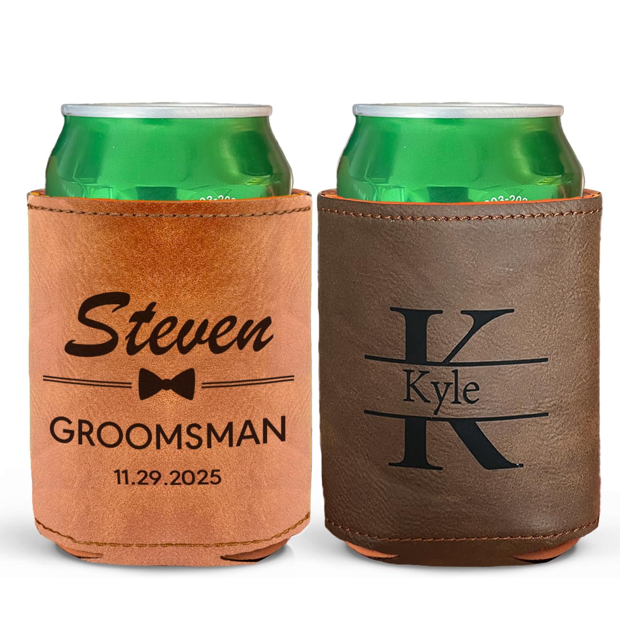 Set Of 3 Personalized Groomsmen Gifts For Wedding Custom Engraved Leather Can Coolers Groomsmen Gifts Bachelor Party Christmas Gift for Men Dad