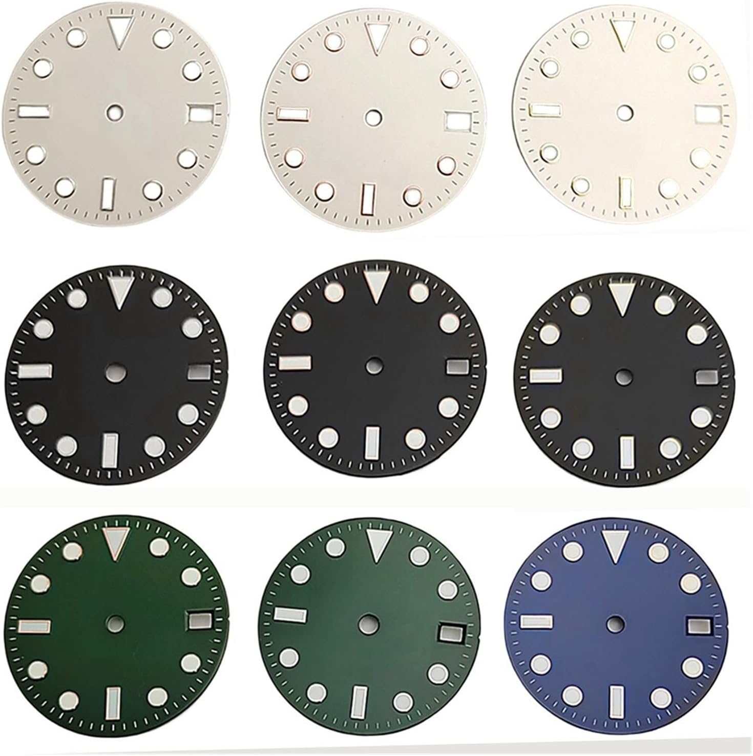 28.5mm Watch Dial With Date Windows Green Luminous Fit NH35 NH36 Watches Automatic Movement Accessories