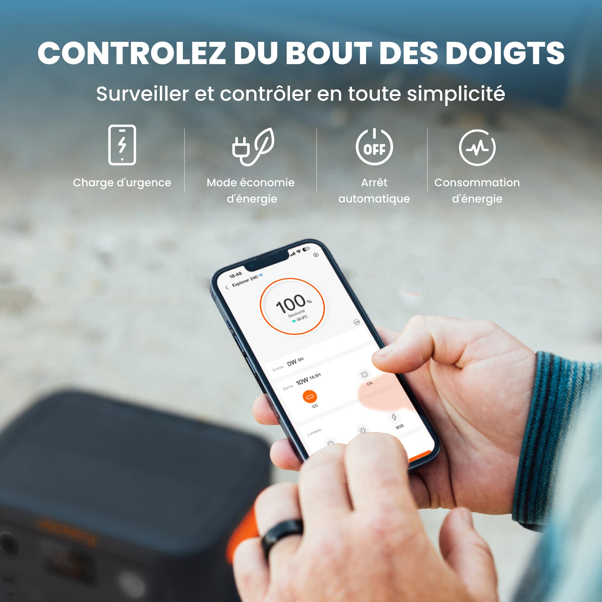 Station Électrique Portable Jackery Explorer 240 V2, 256Wh Batterie LiFeP04, 300W CA/100W USB-C Sortie, Charge Complète Rapide 1H via APP, Générateur Solaire pour Plein Air,Camping,Urgence