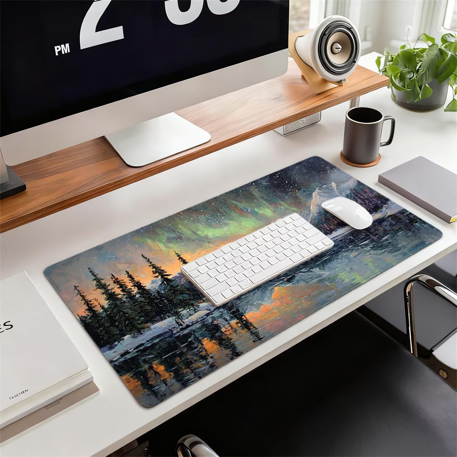 Podkładka pod mysz XXL śnieżna góra 1200 x 600 x 3 mm antypoślizgowa gumowa podkładka pod mysz dla graczy las precyzja kompatybilna z wszystkimi myszami, wodoodporna ochrona na biurko do domowego