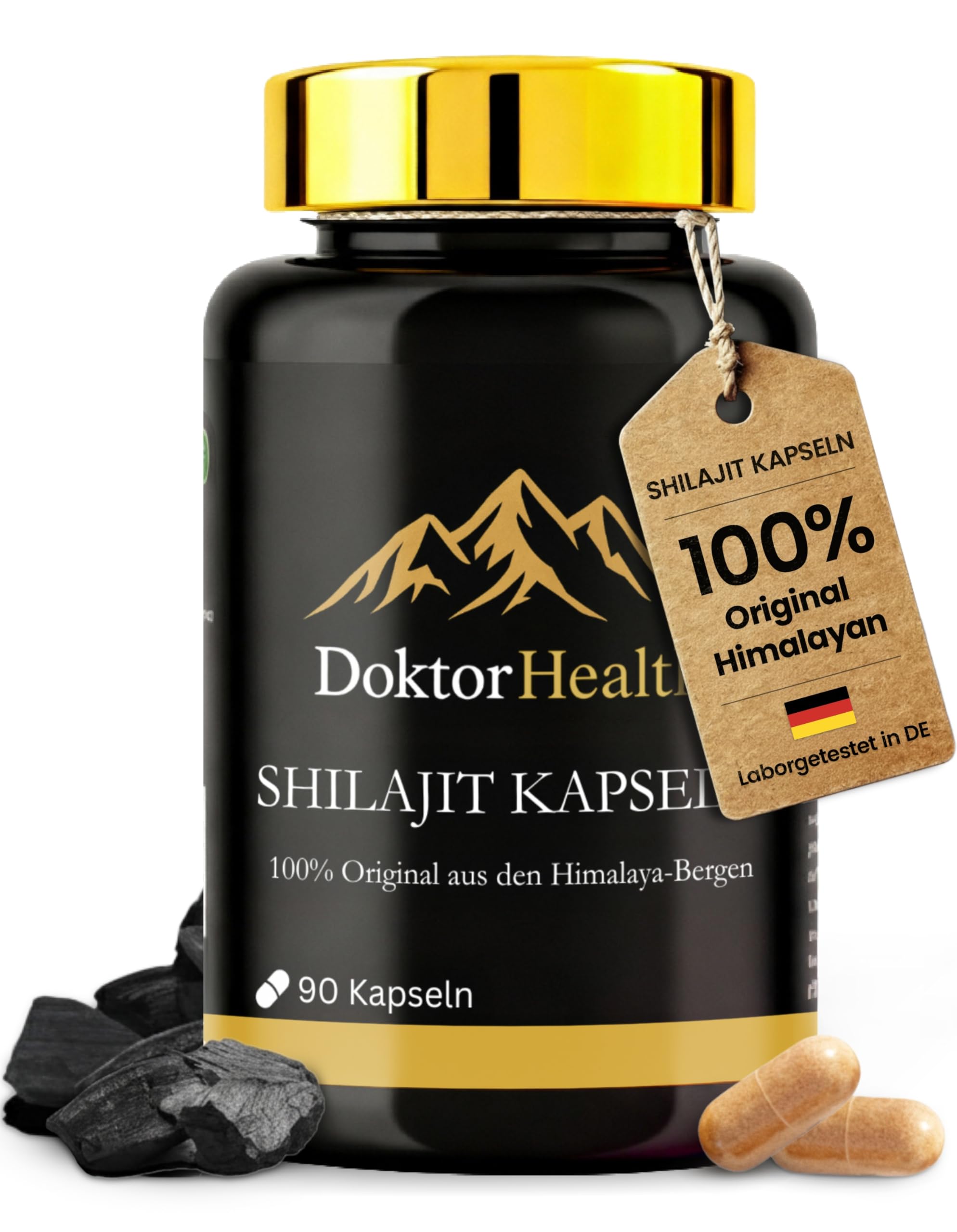 Premium Himalaya Shilajit + Ashwagandha Kapseln - hochdosiert 1300 mg Tagesdosis - 90 vegane Kapseln – Original aus Himalaya - Handernte - vegan, ohne unnötige Zusätze & laborgeprüft Deutschland
