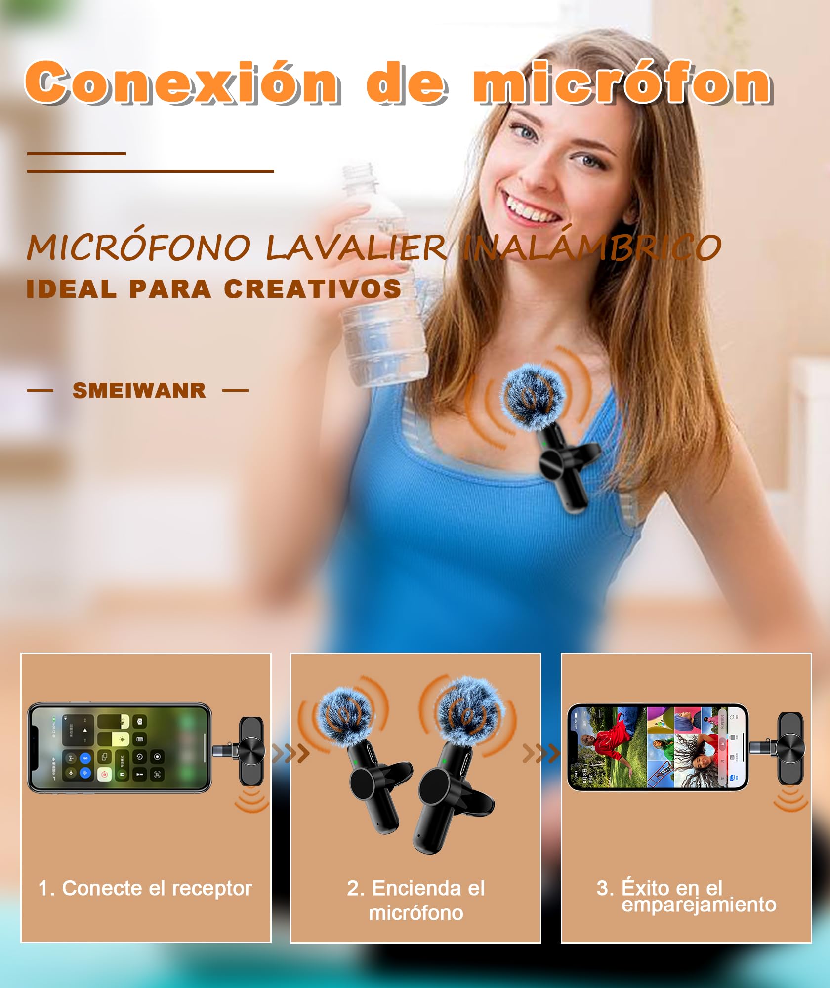 Lavalier Mikrofon Kabellos, Plug and Play Kabellos USB C Mikrofone für i-Phone iPad Android, Lavalier Mikrofone Wireless für Live-Streaming Video-Aufnahme