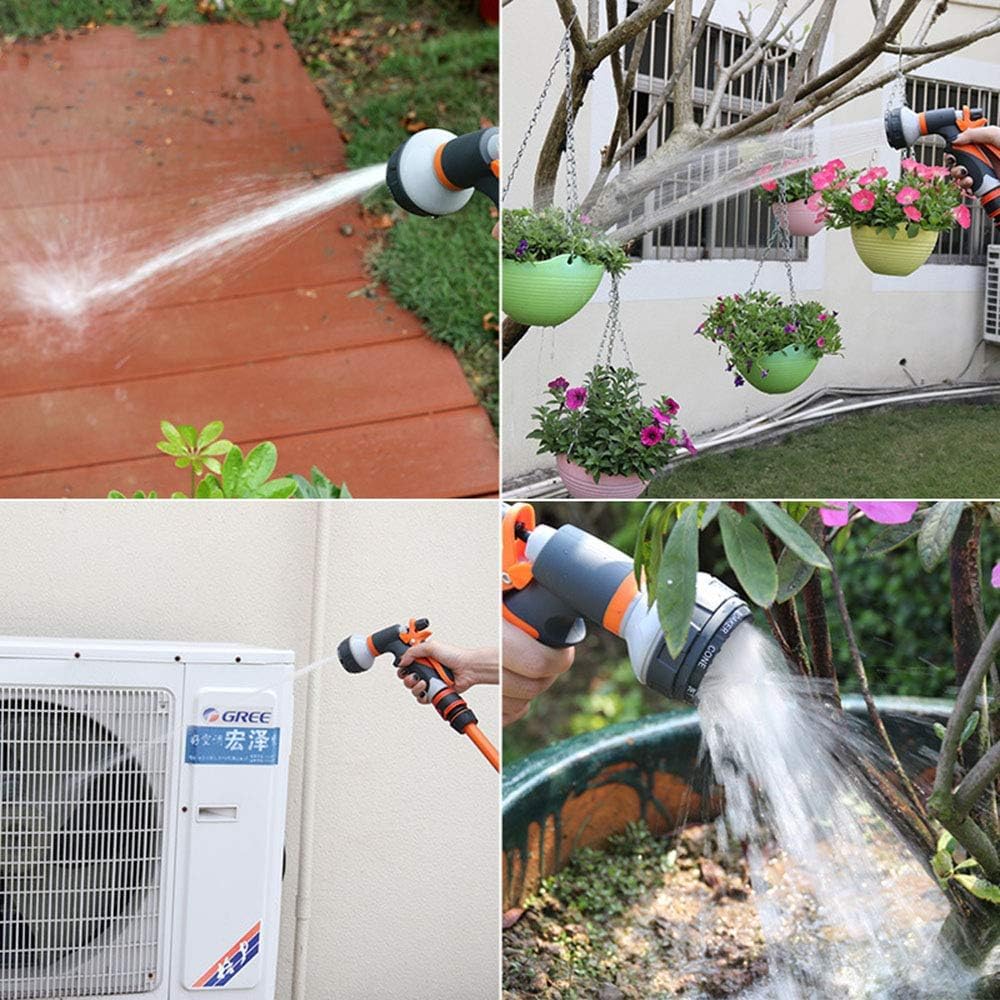 Wandhalterung Schlauchtrommel mit Kurbel und 8 Funktionen Sprühdüse für Gartenbewässerung und Autowäsche