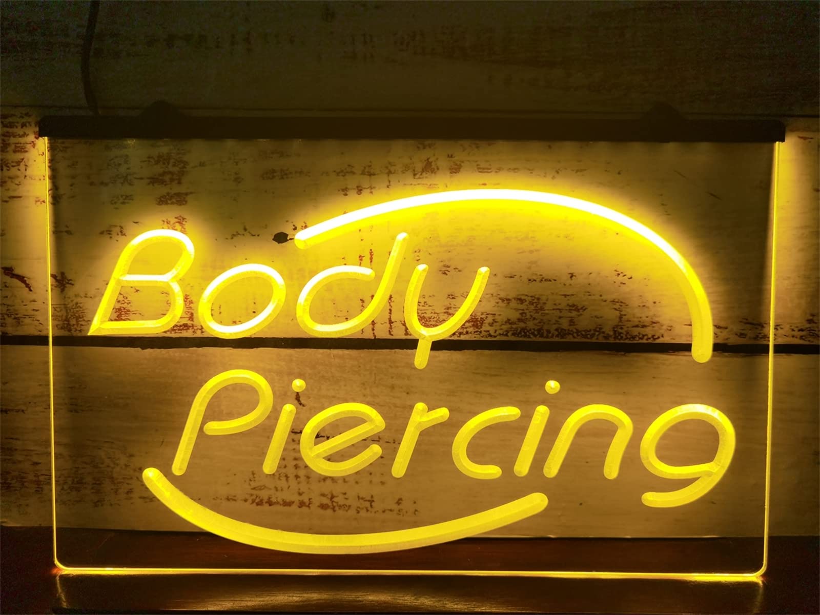 Insegna al Neon a LED con oscuramento RGB Personalizzato, luci al Neon per Negozio di Piercing per Tatuaggi USB per luci notturne per la Decorazione della Parete,Body Piercing,30x20cm
