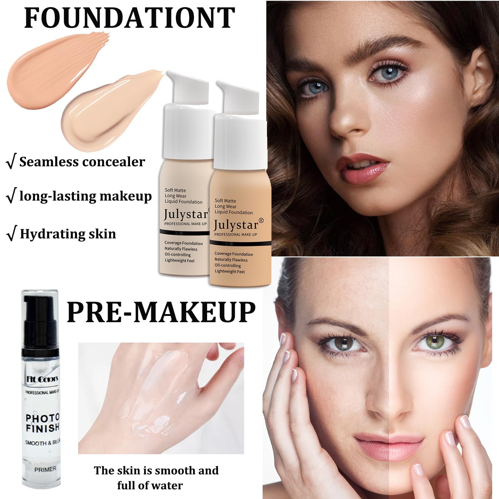 SONGQEE All in One Makeup Kit, enthält 40 Farben Lidschatten Palette, Foundation & Face Primer, Lippenstift Set, Augenbrauen Seife, Makeup Schwamm, Geschenk Set für Frauen