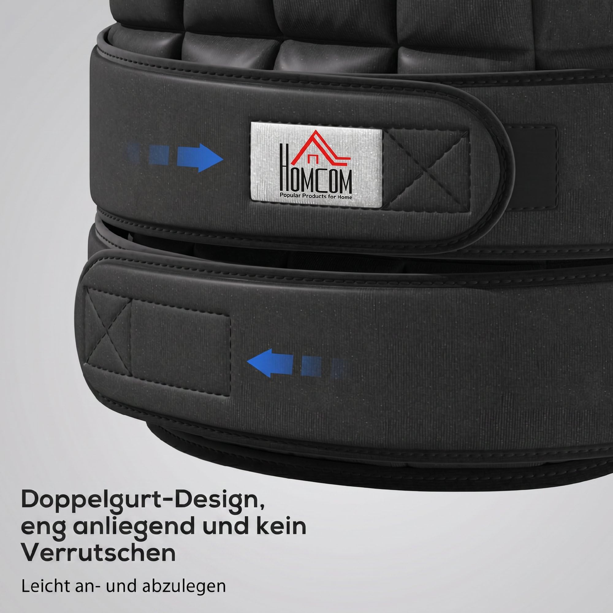HOMCOM Gewichtsweste 10/20kg Verstellbare Trainingsweste Damen Herren | Herausnehmenbar Gewichten, Klettverschlüsse, Laufweste, Muskelaufbau, Krafttraining, Laufen, Fitness, Cross Training