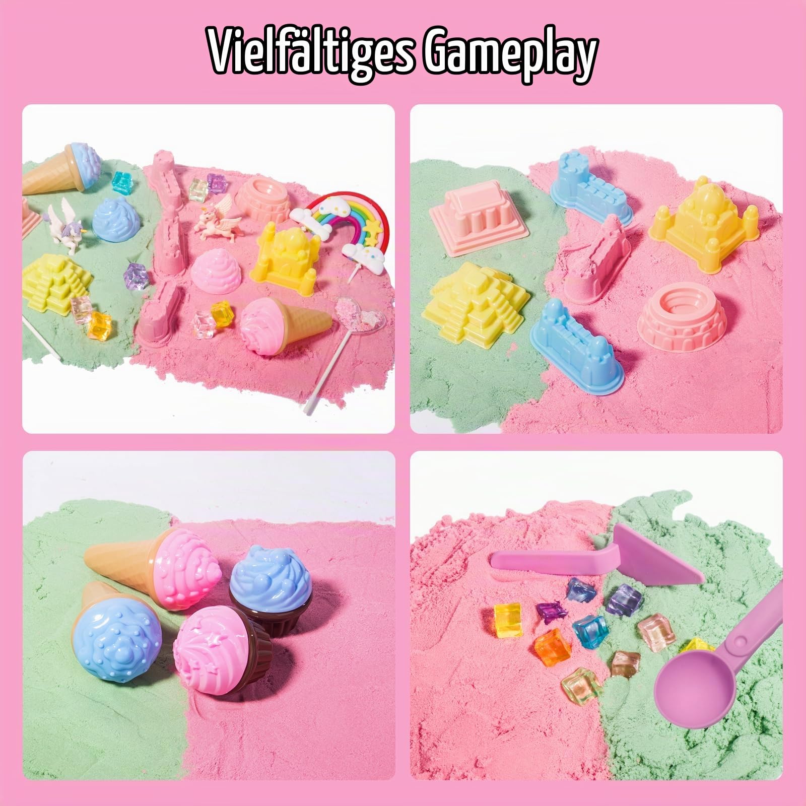 Aliex Magic Play Sand Set für Mädchen, Einhorn Sand Set | Magic Spielsand Spielzeug Geschenk für Mädchen 3 4 5 6 7 8 Jahre