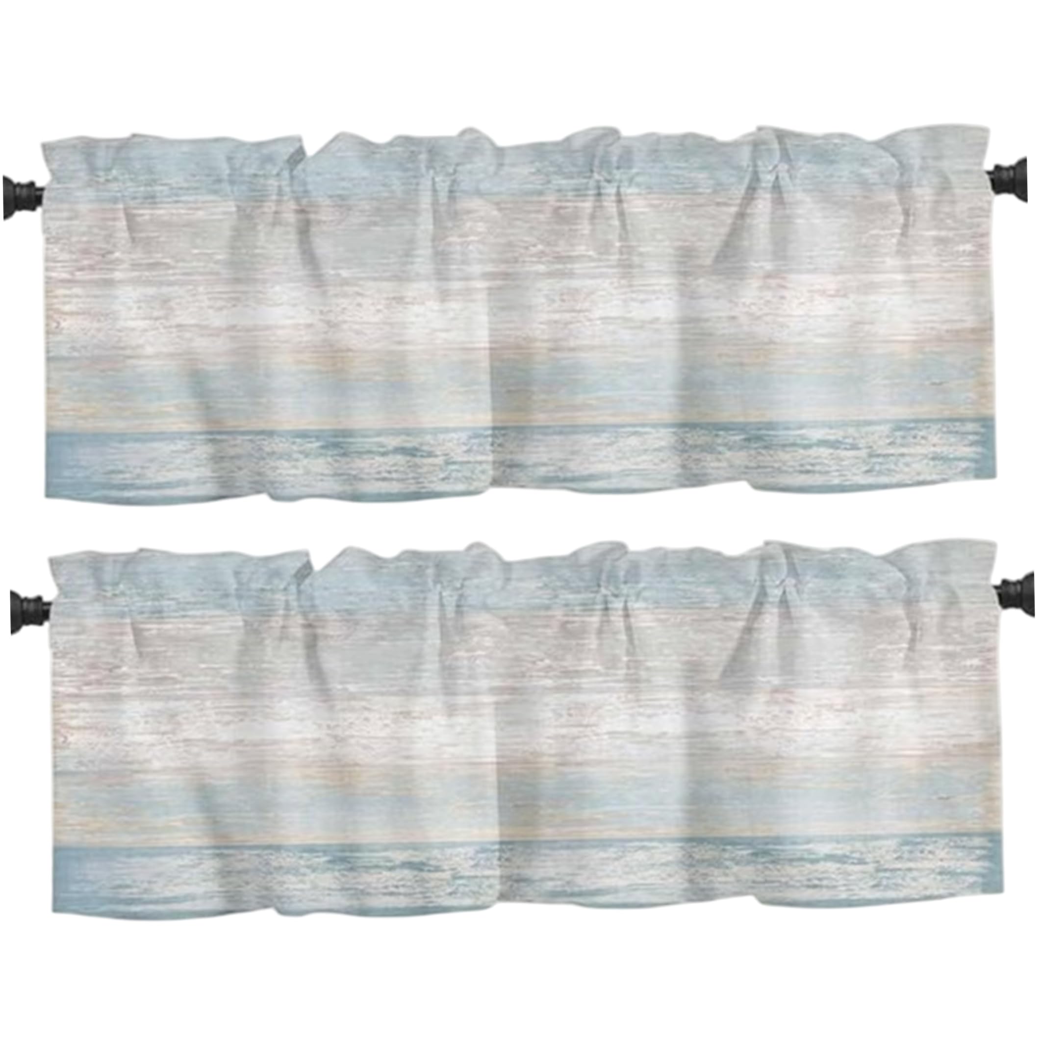 Xoeryoy Curtain Valance, 2 Pack 52x18 Inch Coastal Gradient Window Valances, Polyester Dust-resistant Kitchen Valance