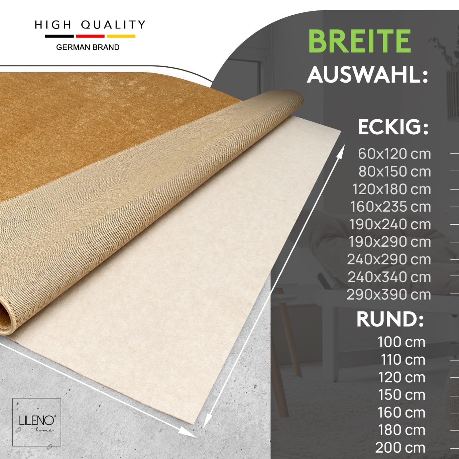 LILENO HOME Tappeto antiscivolo in tessuto non tessuto – Adatto per riscaldamento a pavimento, tappetino antiscivolo per tutti i pavimenti – Ferma tappeti per una casa sicura, 120 x 180 cm