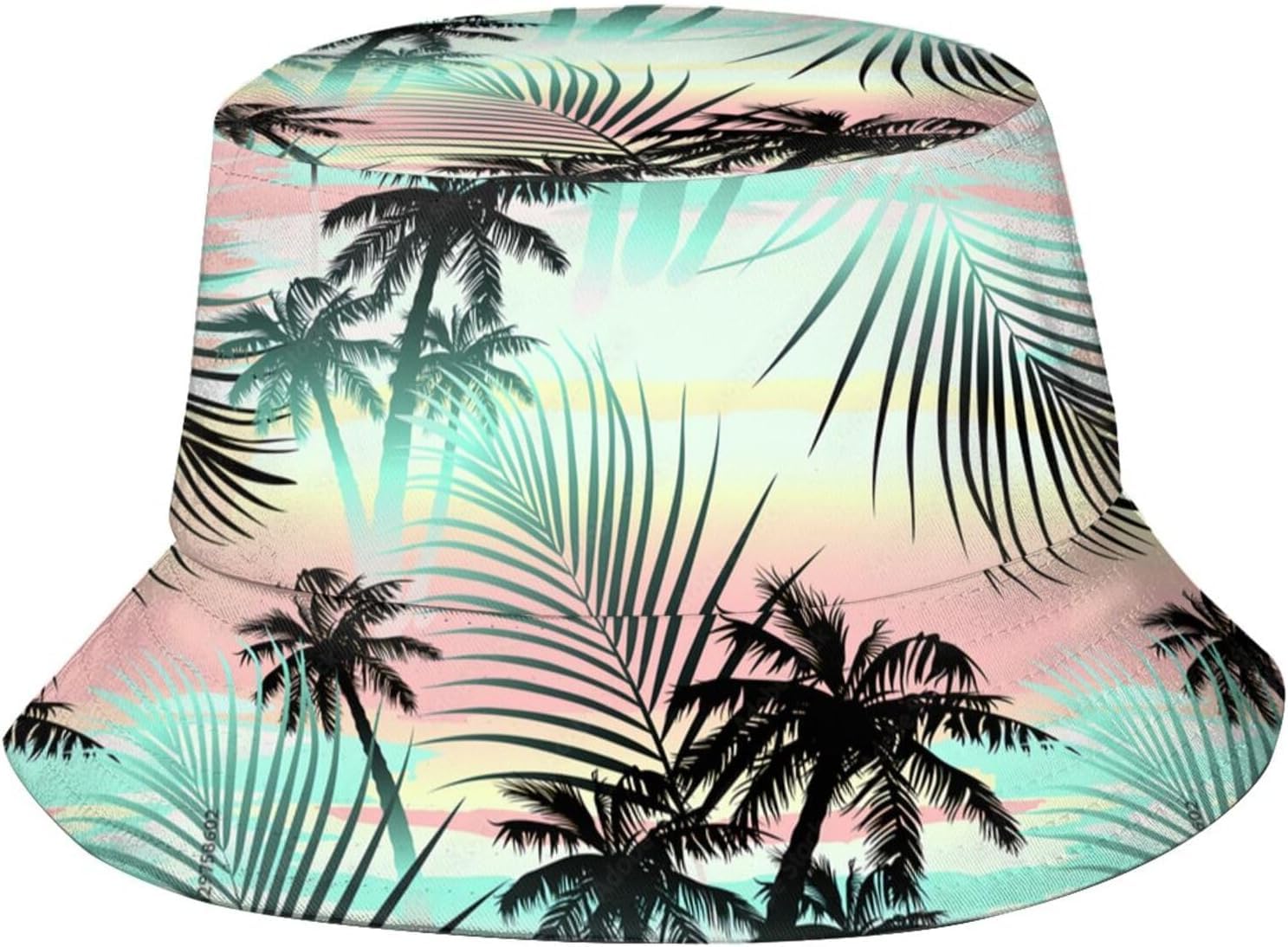 feiyuzhang Vintage Hawaii Flowers Palm Tree Bucket hat Packable Sun Hat Reversible Beach Sun Bucket Hat
