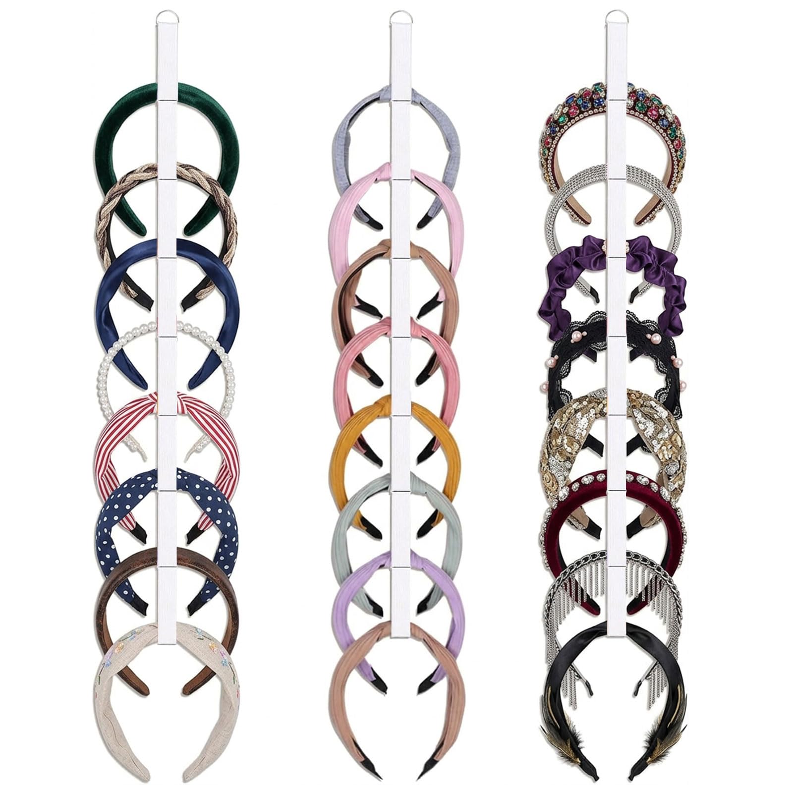 Floruvia 3 PCS Headband Holder Organizer for Girls, Hanging Hairband Storage for Women, Hair Hoop Display & Accessories Organizer for Bedroom, College Decor