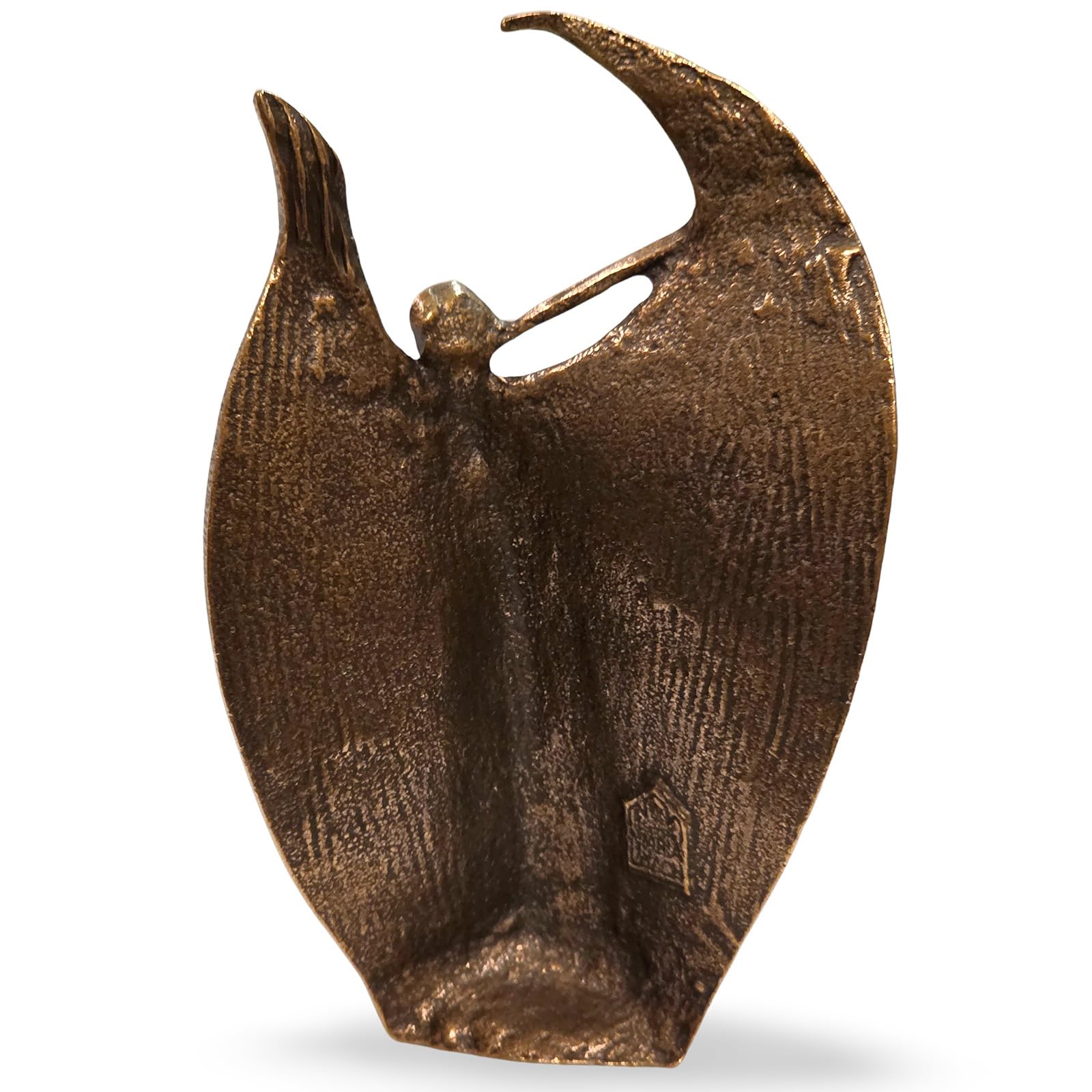 Herzmensch Musikengel mit Posaune 11 cm aus massiver antik Goldener Bronze als Deko Engel zu Weihnachten oder Geschenk zum Geburtstag und für Musikliebhaber