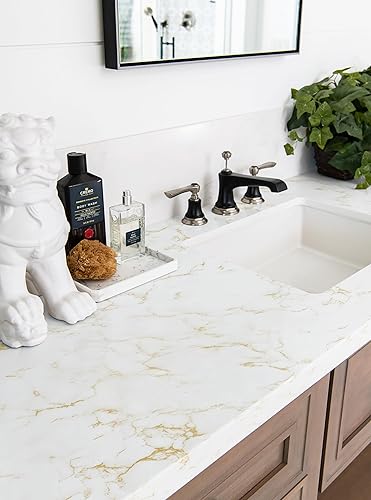 Miniatura 9 de Feisoon Papel adhesivo de mármol gris y blanco, papel tapiz autoadhesivo con diseño de mármol brillante, impermeable, papel de contacto extraíble