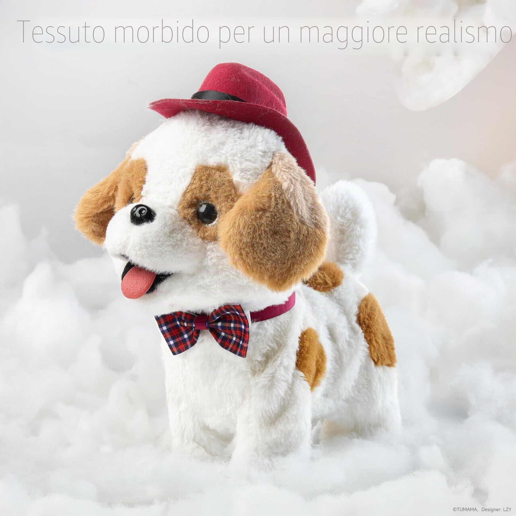 Peluche Cane Interattivo che Abbaia e Cammina e Leccare con Guinzaglio Giocattolo per Bambini 3-6+ Anni