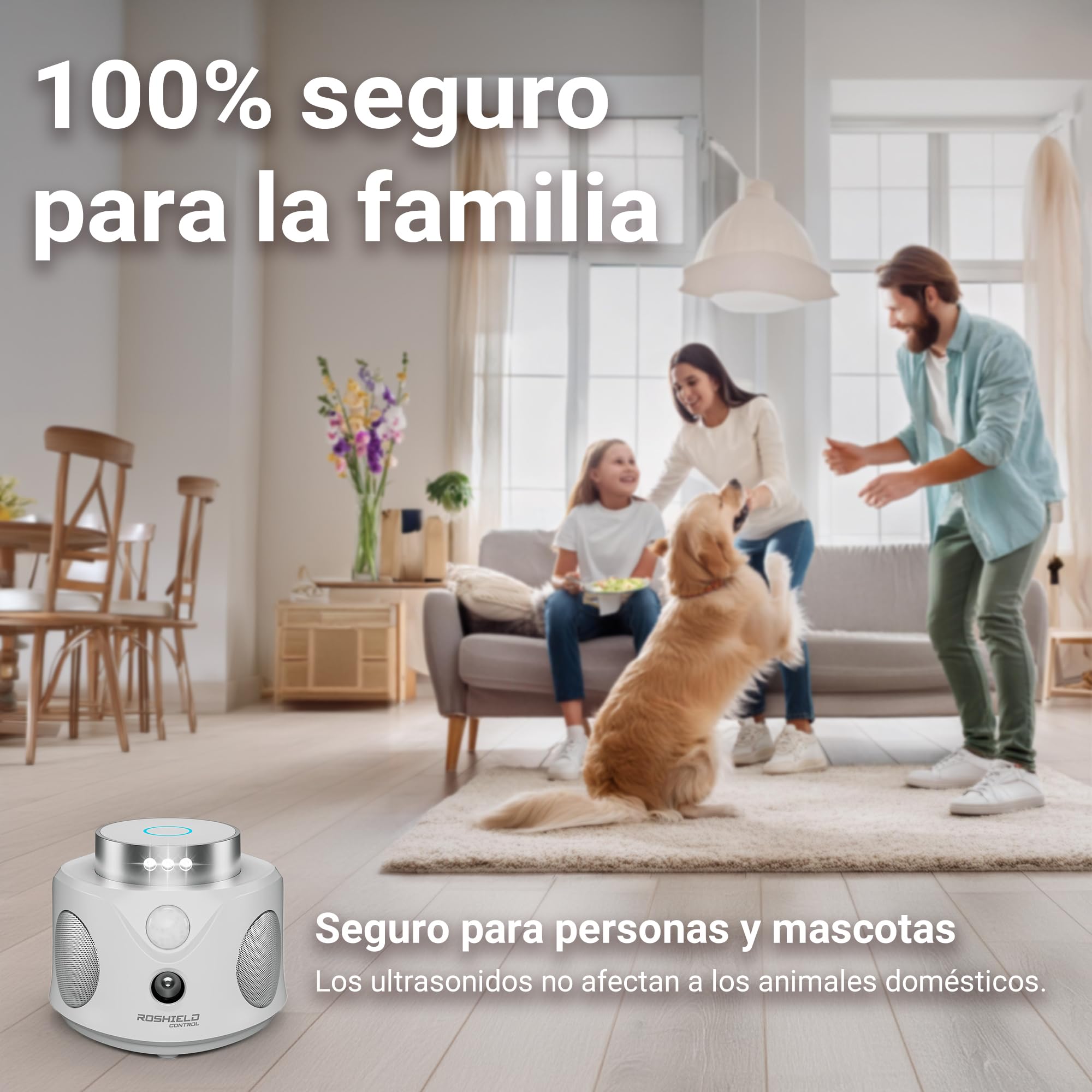 ROSHIELD Repelente de Plagas - Ahuyentador ultrasónico enchufable para el Control de plagas - Apto para Ratones, Ratas, cucarachas, Hormigas, arañas, grillos, pulgas y Gusanos de Seda