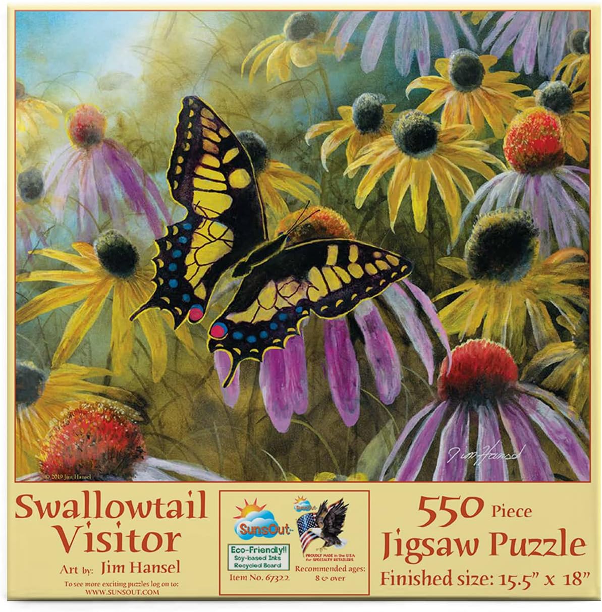 SUNSOUT INC - Swallowtail Vistor - 550 pc Jigsaw Puzzle by Artist: Jim Hansel - Finished Size 15.5" x 18" - MPN# 67322