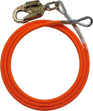 Steel Core Flip Line for Tree Climbing, 1/2 in x 8 ft - USA Made, Aluminum Swivel, Arborist Equipment for Climbing with Spikes & Gaffs