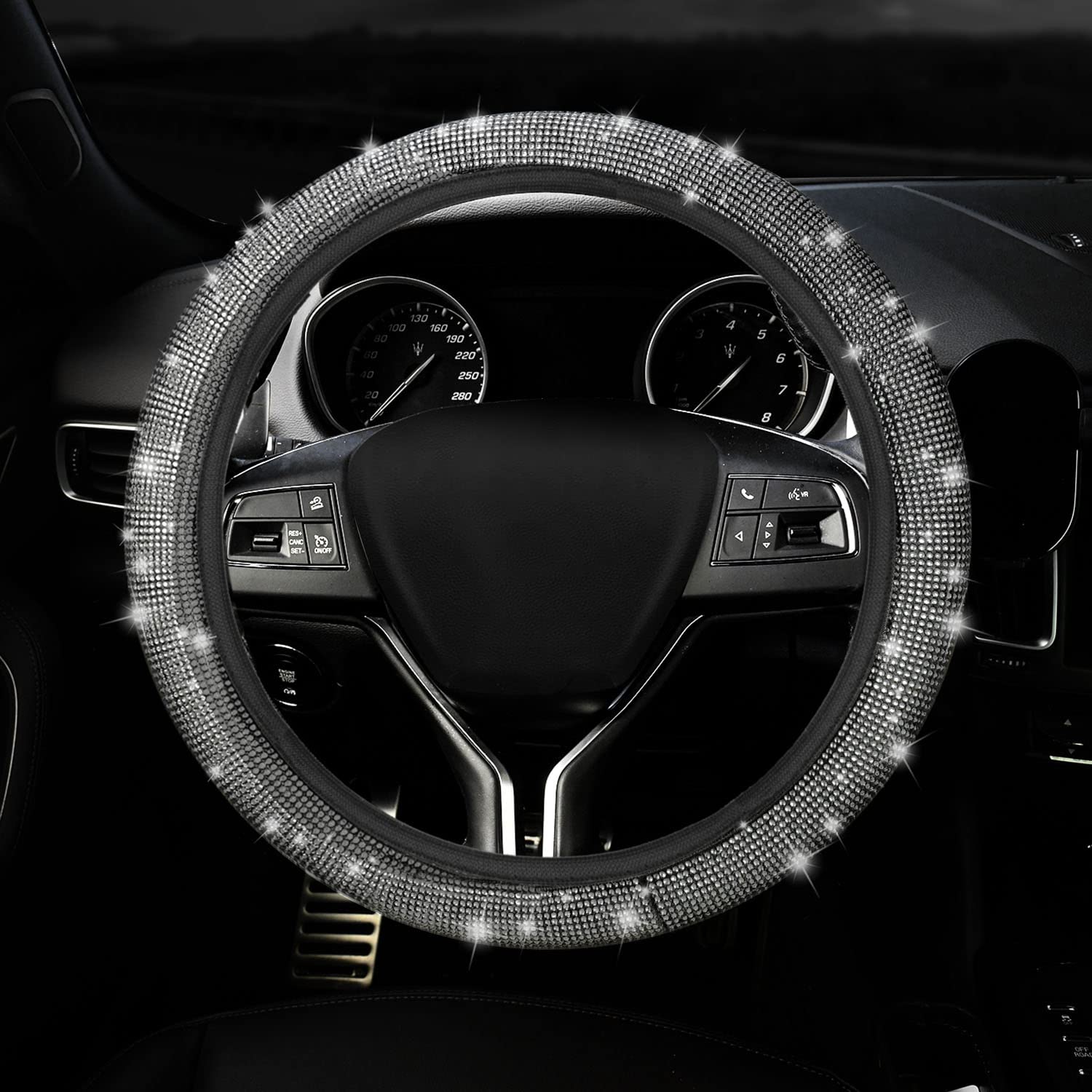 URAQT Coprivolante Auto, Coprivolante Auto Universale 37-39 cm, Coprivolantes Autos Pelle con Copri Cambio Autos Universale per la Maggior Parte delle Automobili (Rosso)