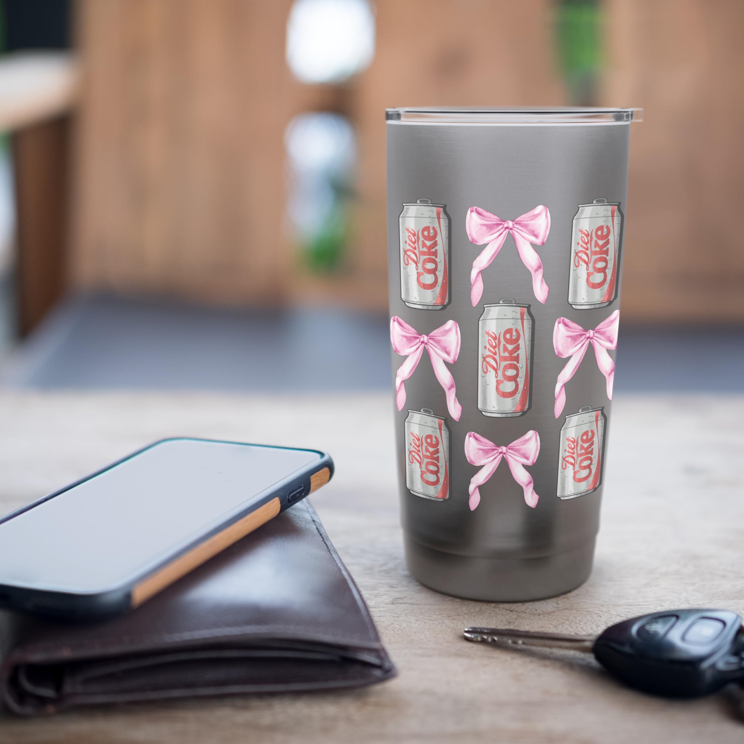 Coca-Cola Diet Coke & Pink Bows Collage Logo Vintage Stainless Steel Insulated Tumbler