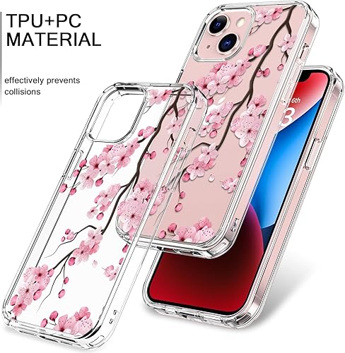 Miniatura 3 de bicol Funda para iPhone 13 con protector de pantalla y lente de cámara, diseños florales de moda para mujeres y niñas, funda acrílica transparente a