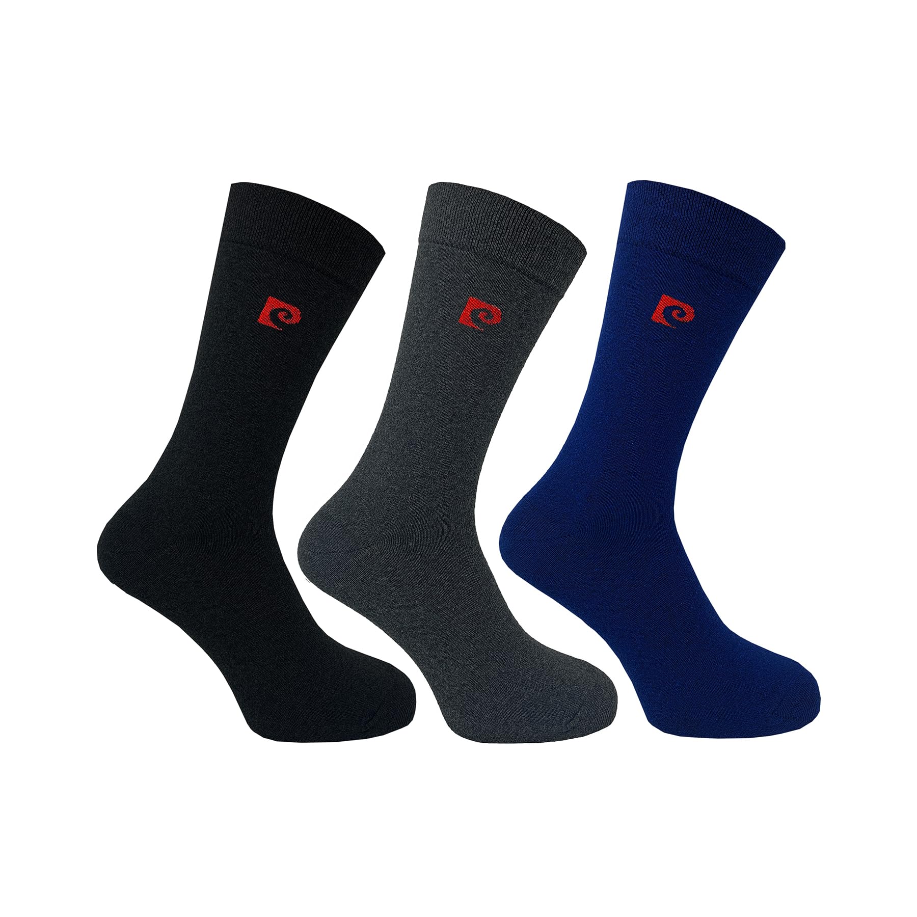 Pierre Cardin Men's Black/Charcoal/Navy 3 Pack Cotton Plain Socks 7-11
