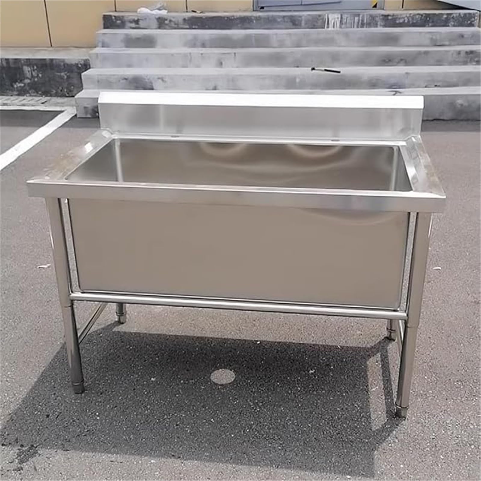 Fregadero Independiente Acero Inoxidable Solo Seno Fregadero Utilitario Comercial For Restaurantes, Con Kit Desagüe Y Grifo for Restaurantes, Lavanderías Y Garajes(80cm)