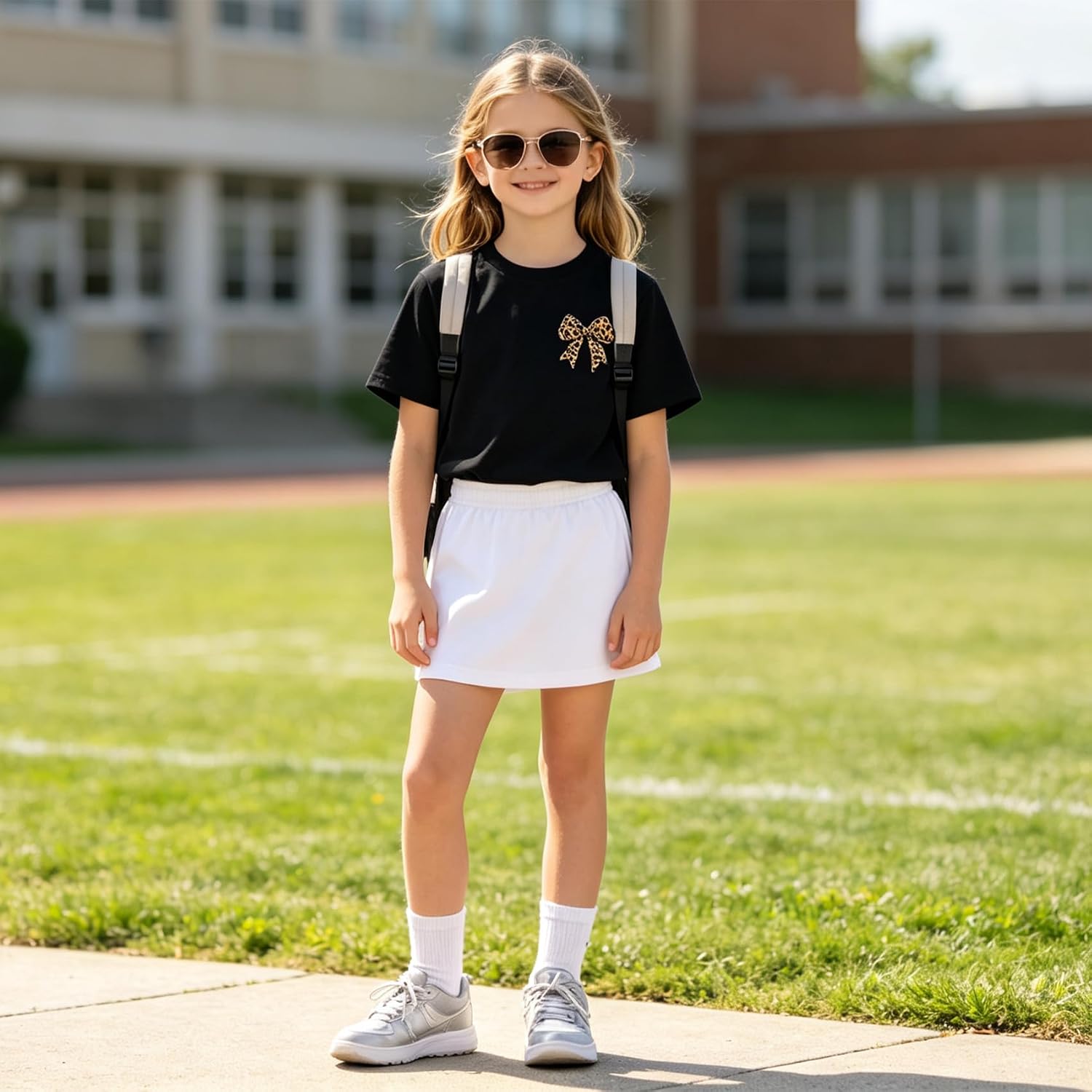 Funnycokid Girls Shirts Kids Summer Tops Crewneck Tees 7-12 Years