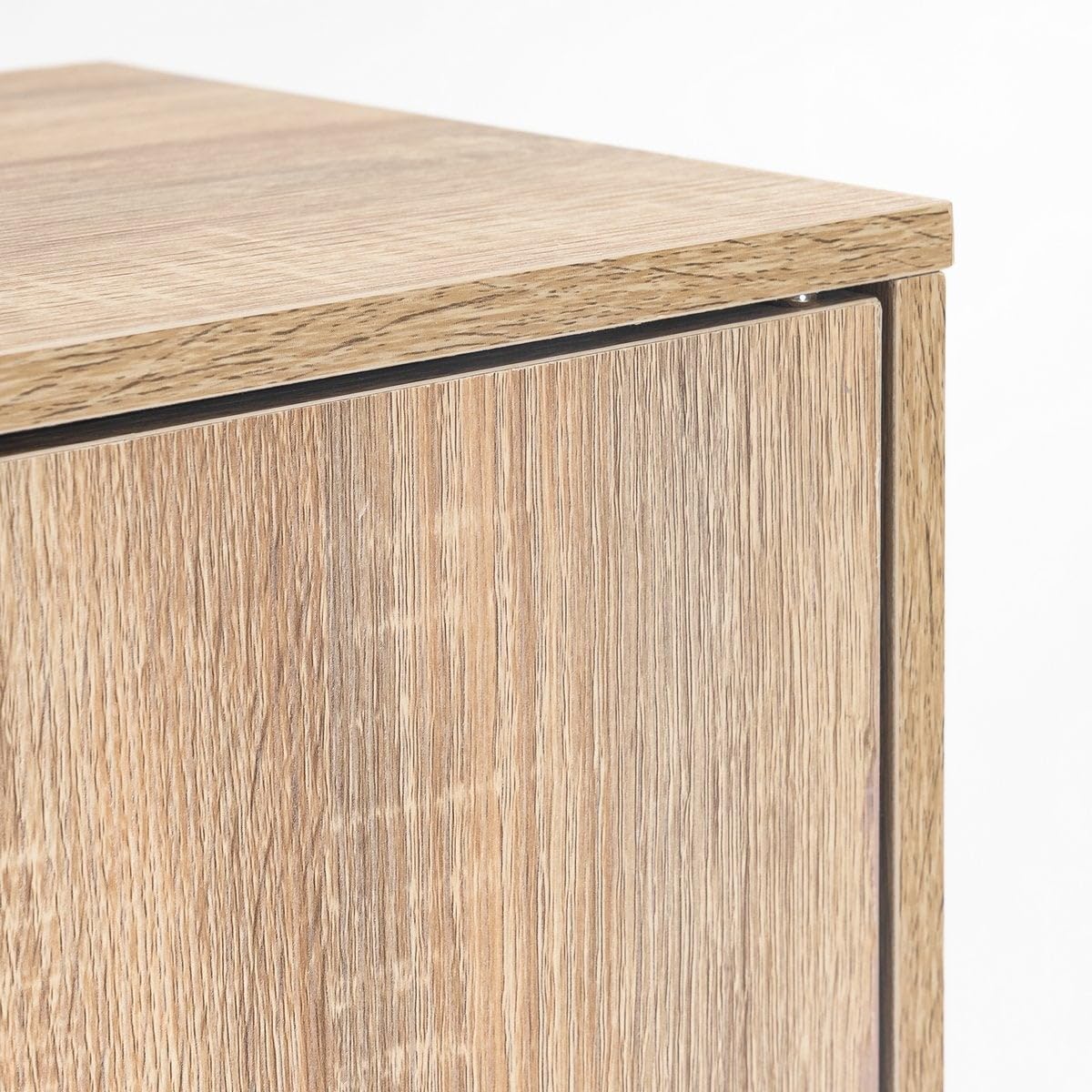 LOLAhome Estantería de Madera, Librería, Estantería Cubo con Puertas y Compartimentos Abiertos, Mueble almacenaje, en Color Natural de 90x29x90 cm para para Estudio,Dormitorio, Salón y Oficina