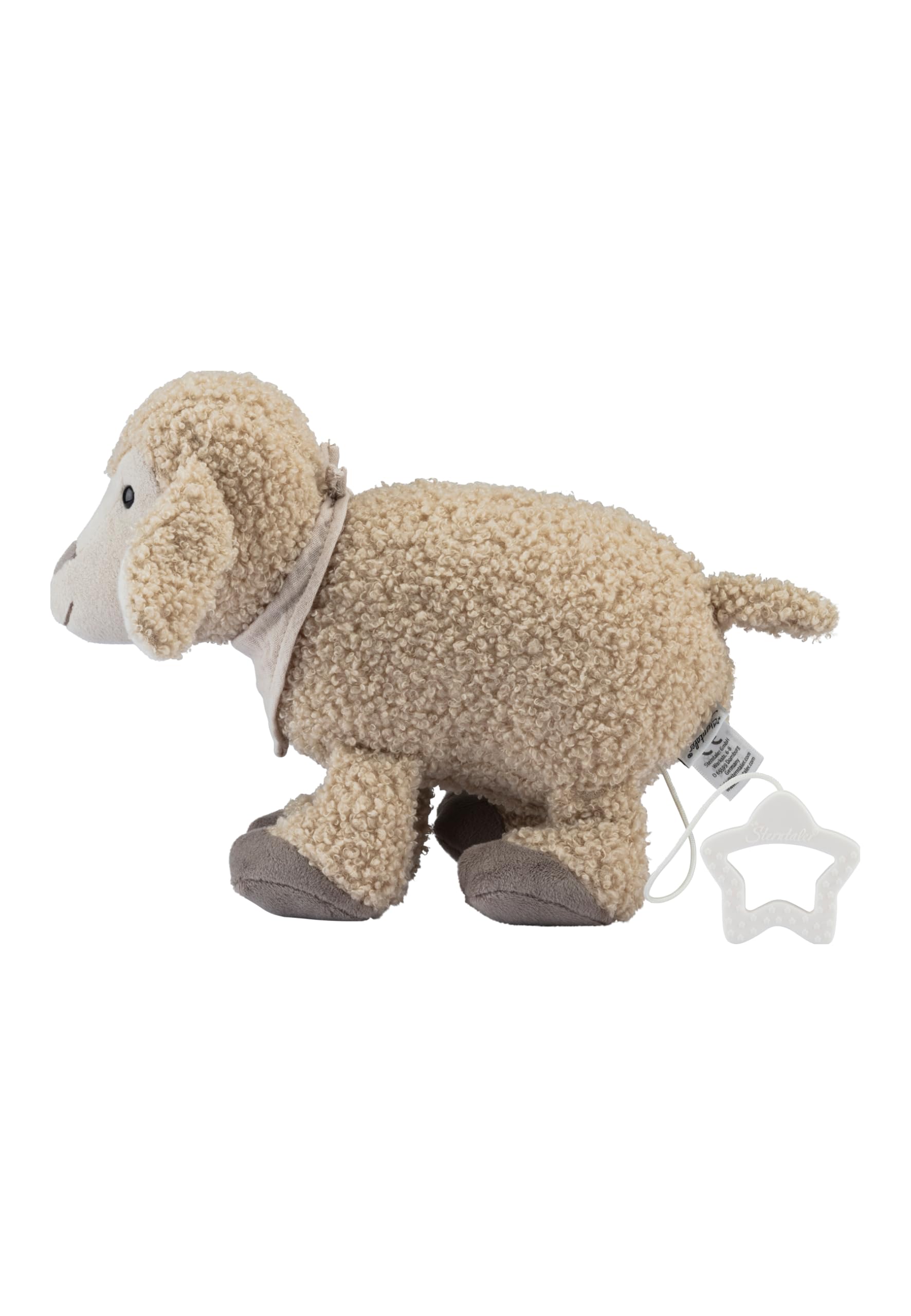 Sterntaler Spieluhr L Schaf Flocke - Kuscheltier waschbar mit herausnehmbarer Spieluhr, Schlaf Kindchen Schlaf - Einschlafhilfe, wirkt beruhigend zuhause & unterwegs, Sandfarben