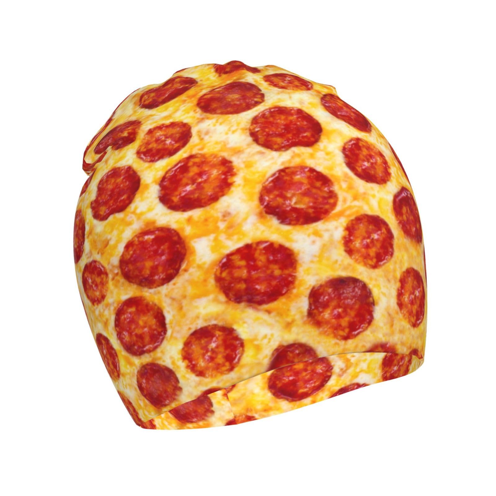 Rqzwdq Realistic Pizza Pattern Kids Beanie Hats Warm Knit Beanie Cap Skull Caps Gifts Decor for Boys Girls White