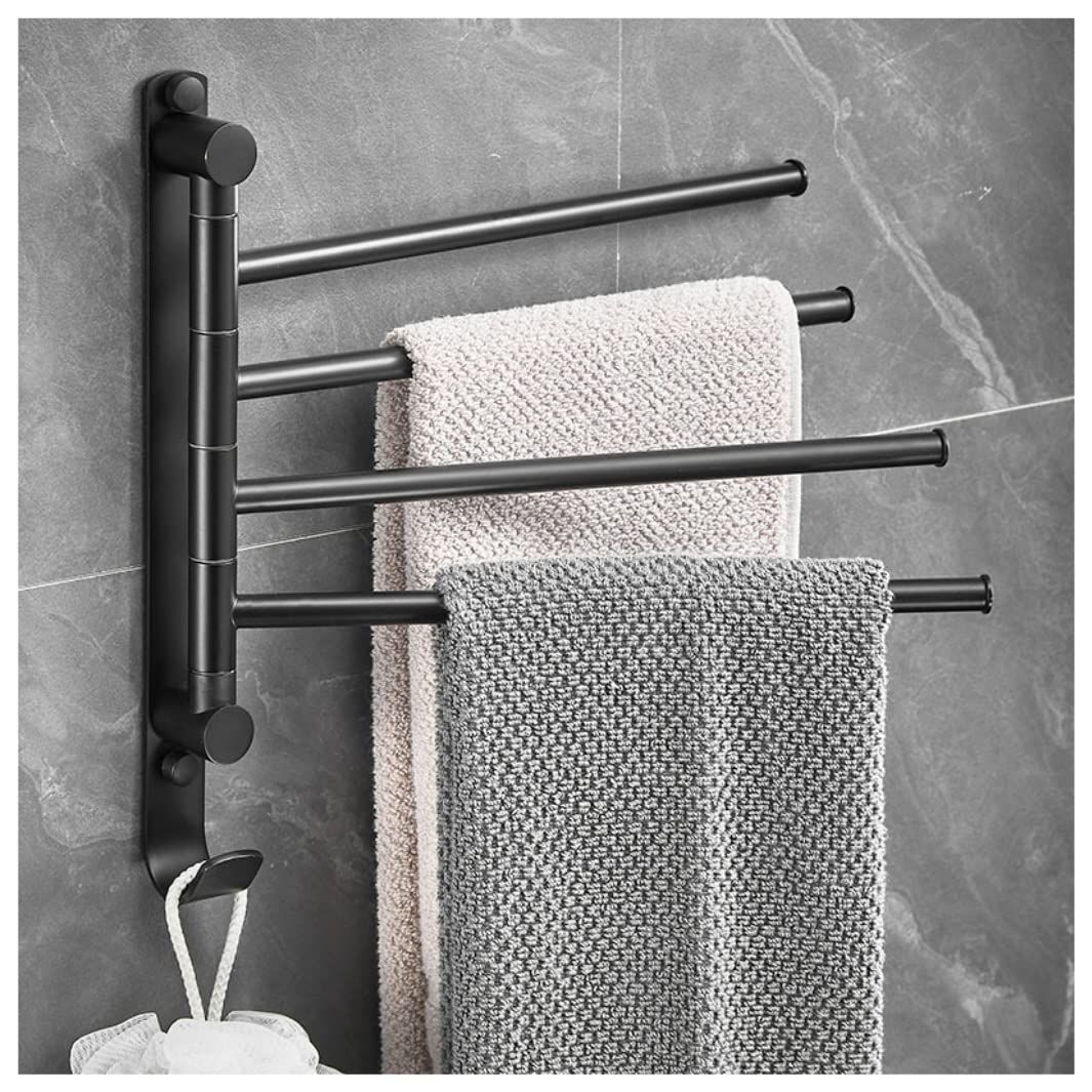 Dkrahrjj D Krahrjj Bathroom Towel Rail Rotatable Towel Rack With 4 Bars Bathroom Towel Bar Wall Mounte For Storaof Washcloths Towel Holder/D/30 * 33Cm