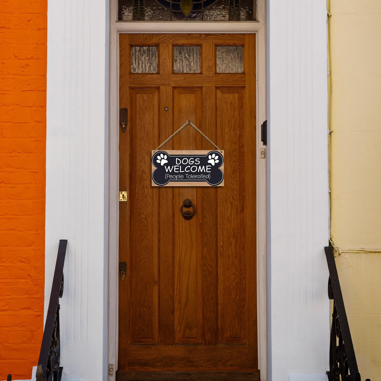 Dog Welcome People Tolerated Dog Lover Wooden Hanging Sign Decor, Welcome Sign for Front Door Farmhouse Garden Home Porch Entryway, Pet Paw Hanging Wall Art Gift - A30 - Image 4