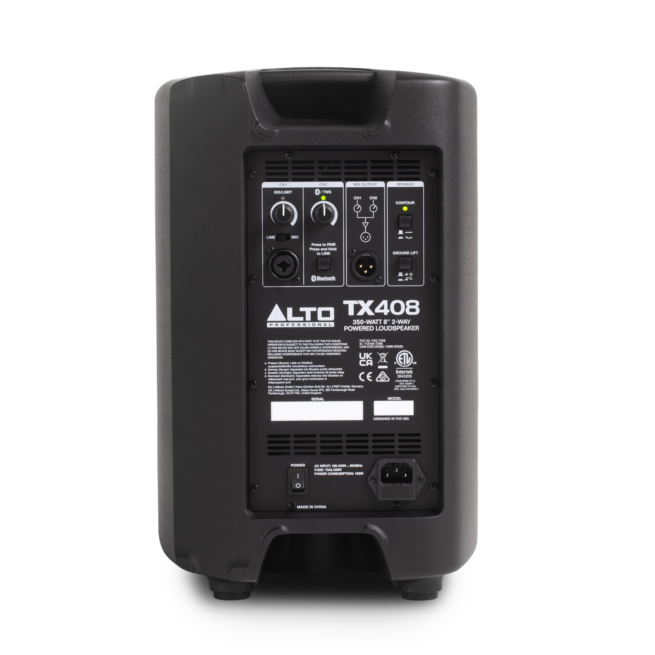 ALTO TX408 Cassa Amplificata Attiva 8" 350W Bluetooth Mixer 2 Canali per DJ e Musicisti