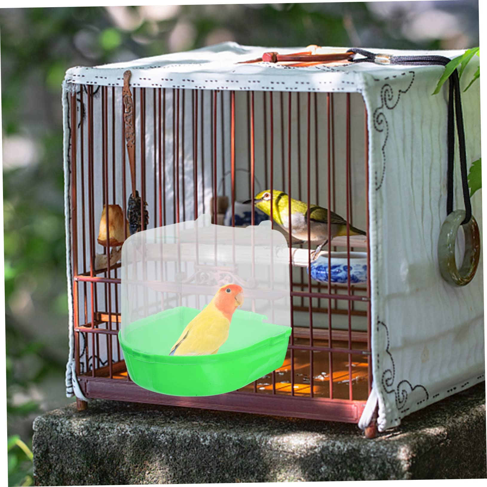 Amosfun 4stücke Vogel Hängend Kunststoff Parakeet Duschbox Für Käfig Für Kleine Vögel Wie Wellensittiche Und Kanarienvögel Mit Bunten Designs Grün Blau