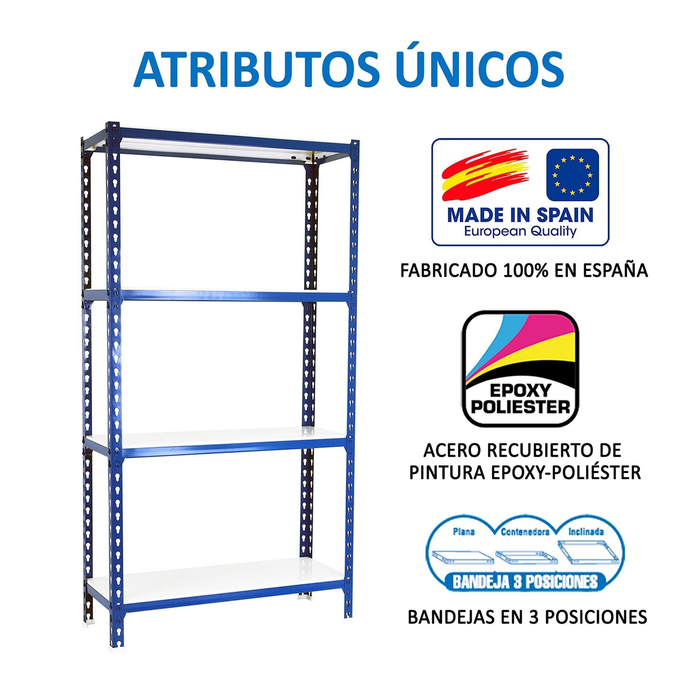 Simon Rack Étagère Rangement et 4 Niveaux, 200 kg Capacité de Charge et Point de Flexion, 1500x1200x500 mm, Étagère Charge Lourde, Étagère Garage, Bleu/Blanc - Simonclick