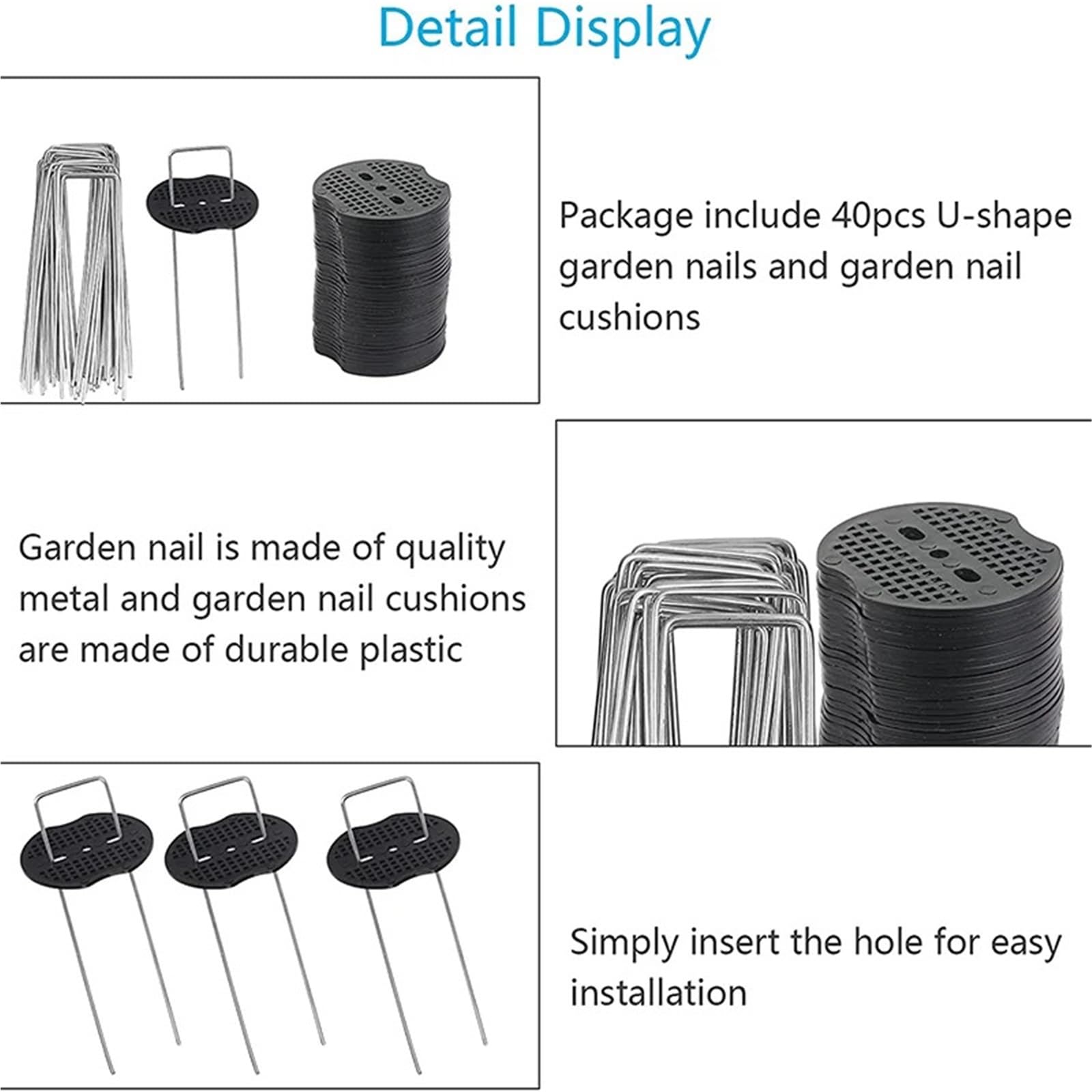 Zwierzęta kontrolne chwastów, Zestaw 120 szt. palików ogrodowych ze stali ocynkowanej do mocowania plandeki z tkaniny barierowej dla chwastów 15x4 cm(Garden stakes)