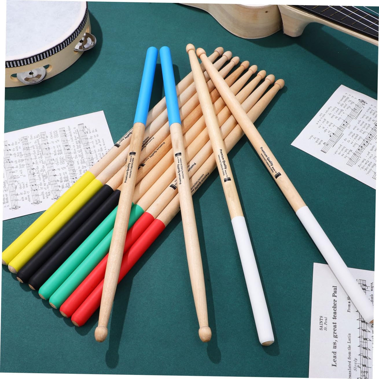 Abaodam 12 Paare Holz Schlagzeugstöcke Rutschfeste Drumsticks für Anfänger Erwachsene und Vielseitig Einsetzbar Langlebig und Stabil Farben
