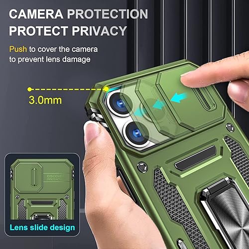 Miniatura 4 de Funda para iPhone 13 Pro Max con soporte y cubierta para cámara, soporte magnético de 2 capas, 2 capas a prueba de golpes, funda protectora para
