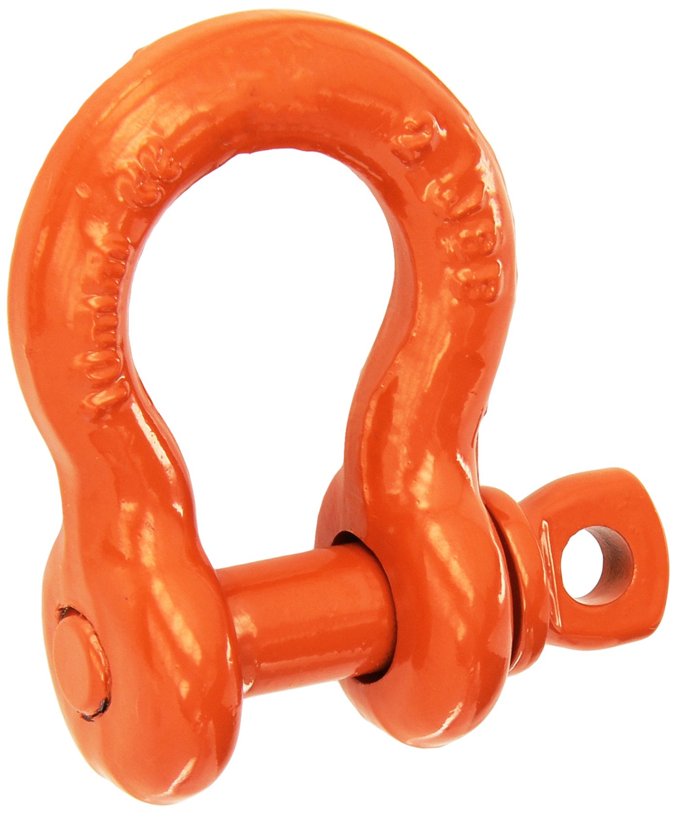 CMM648P Super Strong Anchor Shackle with Orange Powder Coated Screw Pin, 1-1/2 Ton Work Load Limit, 3/8" Size