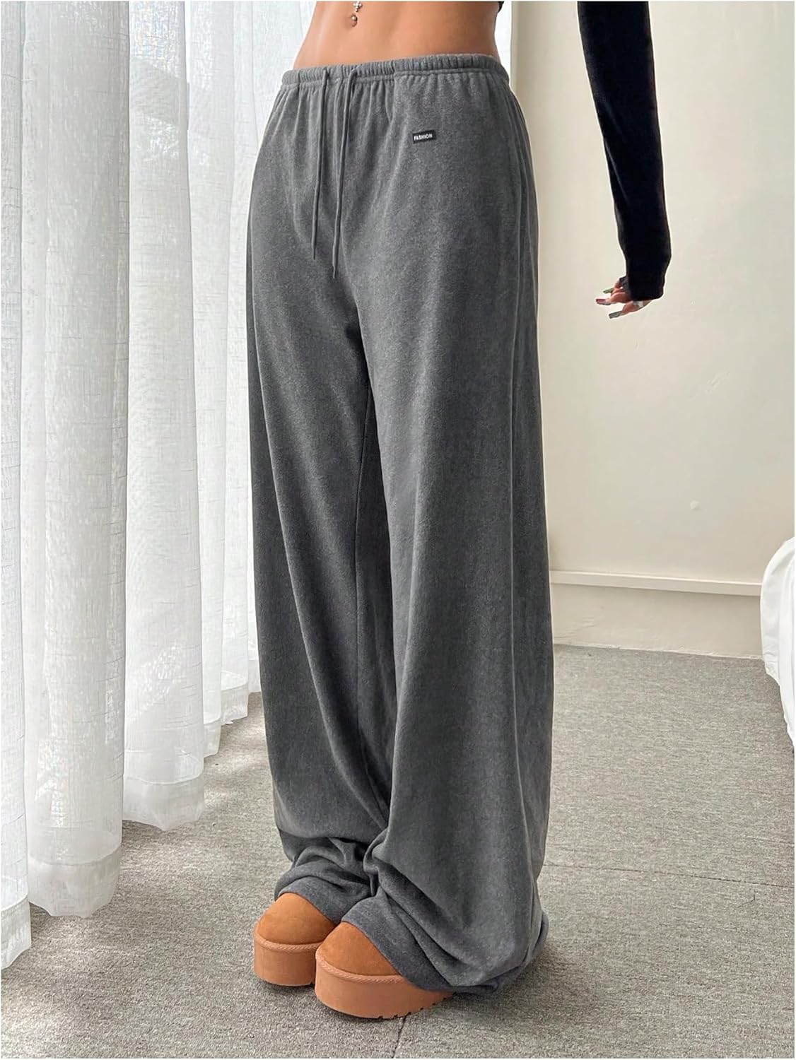 SOLY HUX Women's Drawstring Sweatpants Low Rise Baggy Wide Leg Pants with Pockets - Image 3