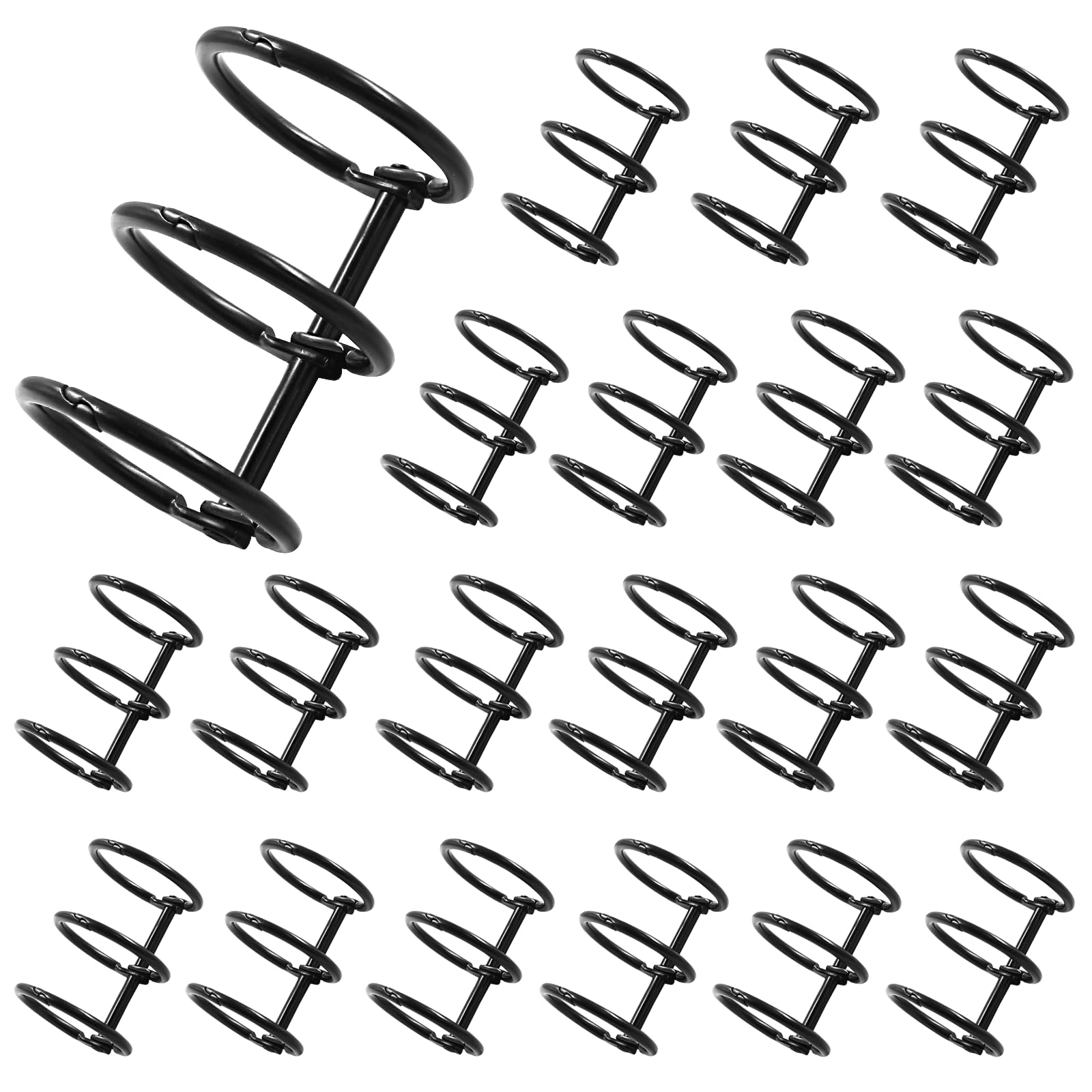 Bonsicoky 20 Pcs 3 Rings Metal Loose Leaf Binders Snap Split Hinged with 25 mm Inner Diameter, Book Rings for DIY Travel Diary, Photo Album, Binding