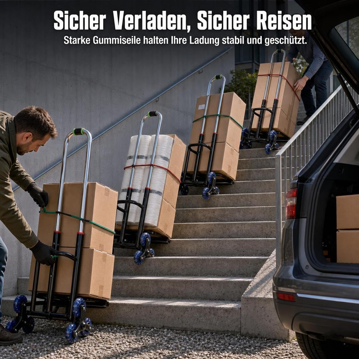 Homyl Sackkarre mit Treppenfunktion klappbar für einfachen Transport und Lagerung, für schwere Lasten - für den Haushalt, Groß