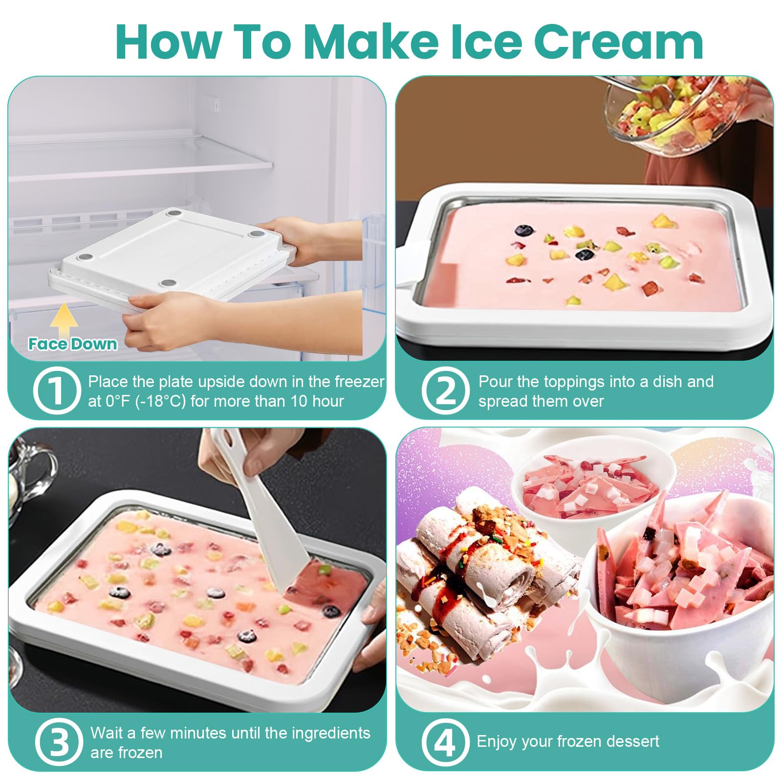 XTQINJIN Rolled Ice Cream Maker,Food Grade Stainless Steel Household Ice  Cream Pan,Homemade DIY Ice Cream,Smoothies, Frozen Yogurt Rolls, Ideal for  Family Hands-on Activities (White): Ice Cream Makers: Amazon.com.au