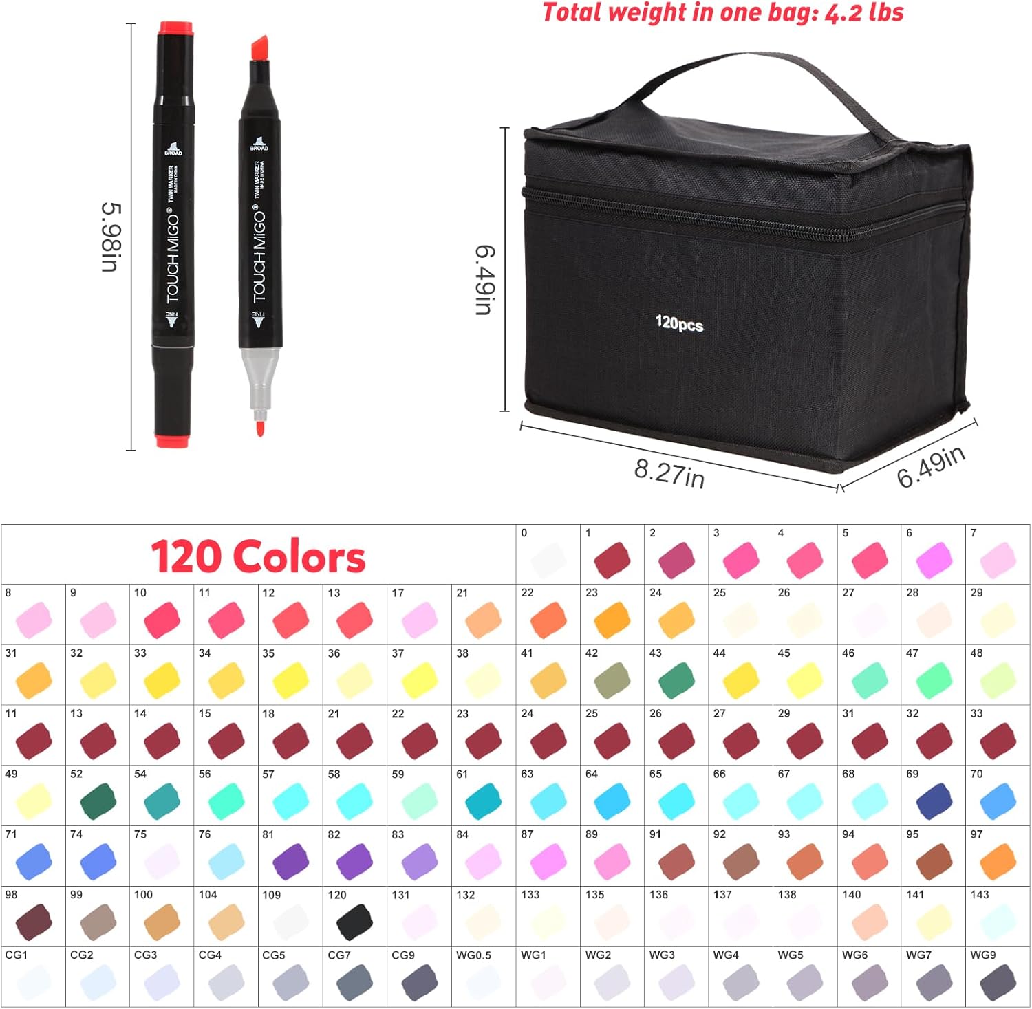 120 Colors Dual Tips Art Markers Set, Alcohol Markers Pens, Alcohol Based Markers for Adult Kids Coloring Drawing Sketching Card Making Illustration - Image 4