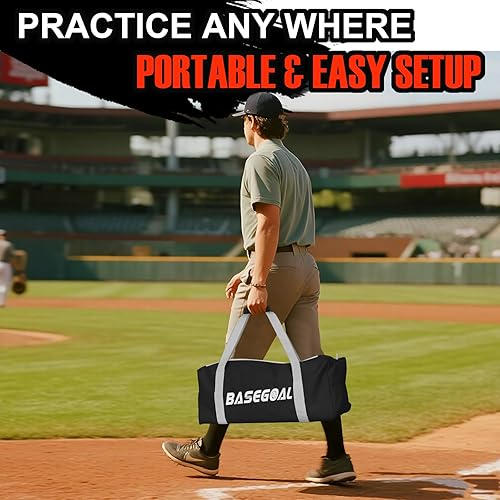 Miniatura 9 de Red de práctica de béisbol y sóftbol de 6'×6', respaldo de béisbol, para golpear, lanzar, batear y atrapar con marco de arco, zona de golpeo de