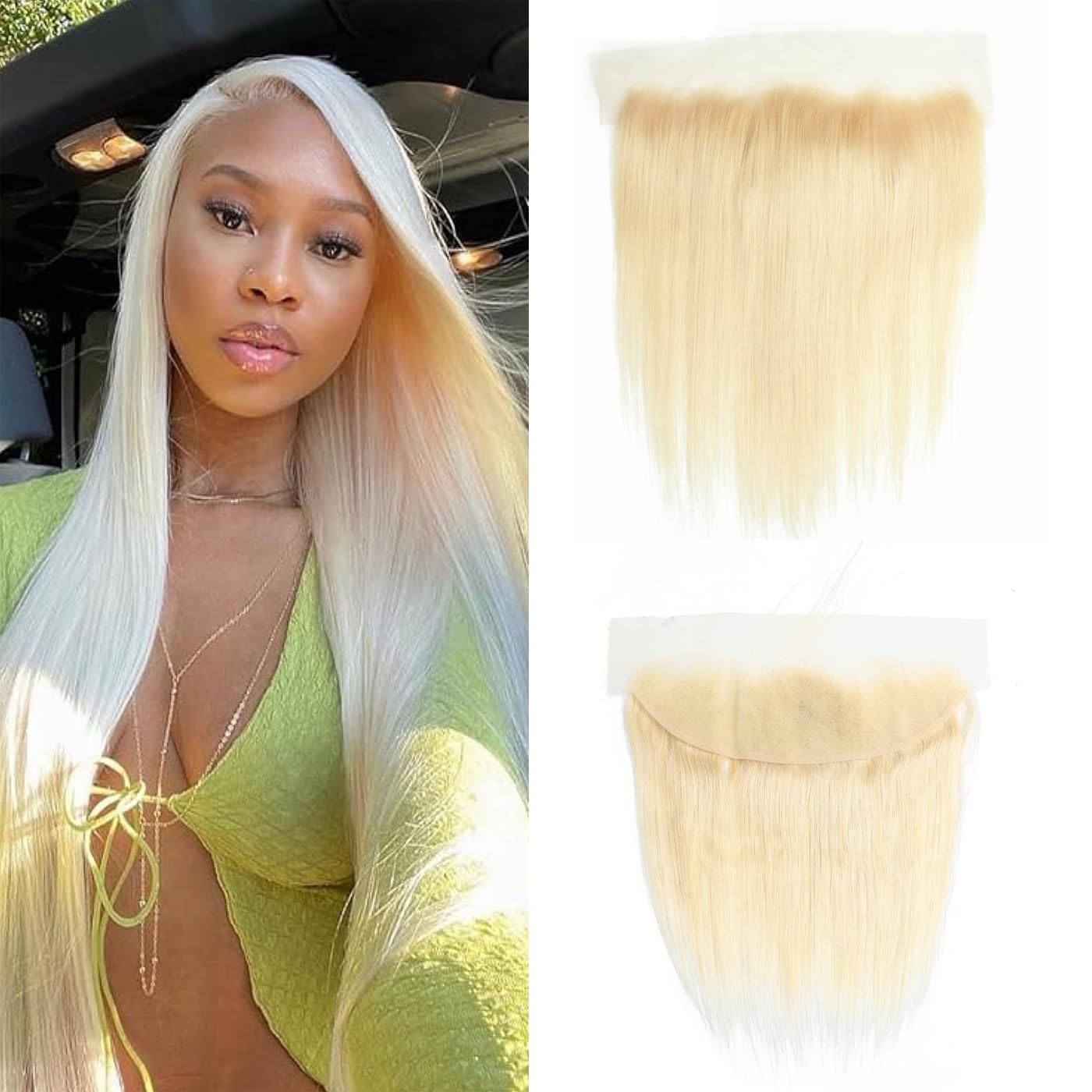KAFEIER HAIR 613 Lace Frontal Straight Human Hair Ear To Ear Blonde Frontal 13X4 Transparent Hd Lace Free Part With Baby Hair Pre Plucked Brazilian