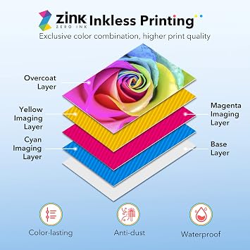 Liene 2x3 Photo Printer, Mini Instant Portable Photo Printer w/ 55 Zink Adhesive Paper, Bluetooth 5.0, Compatible w/iOS & Android, Small Picture Printer for iPhone, Smartphone, White